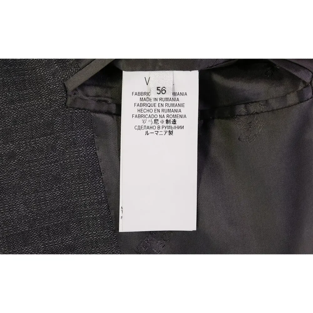 Versace Collection Recent Gray Check Wool Viscose 2Btn Slim Sportcoat Blazer 42L